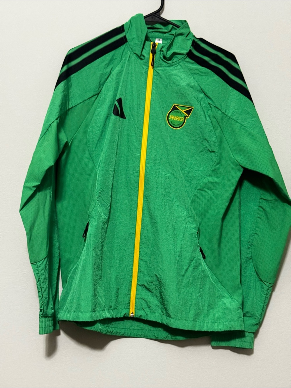 adidas Bright Green Men’s Track Jacket with Yellow Zip